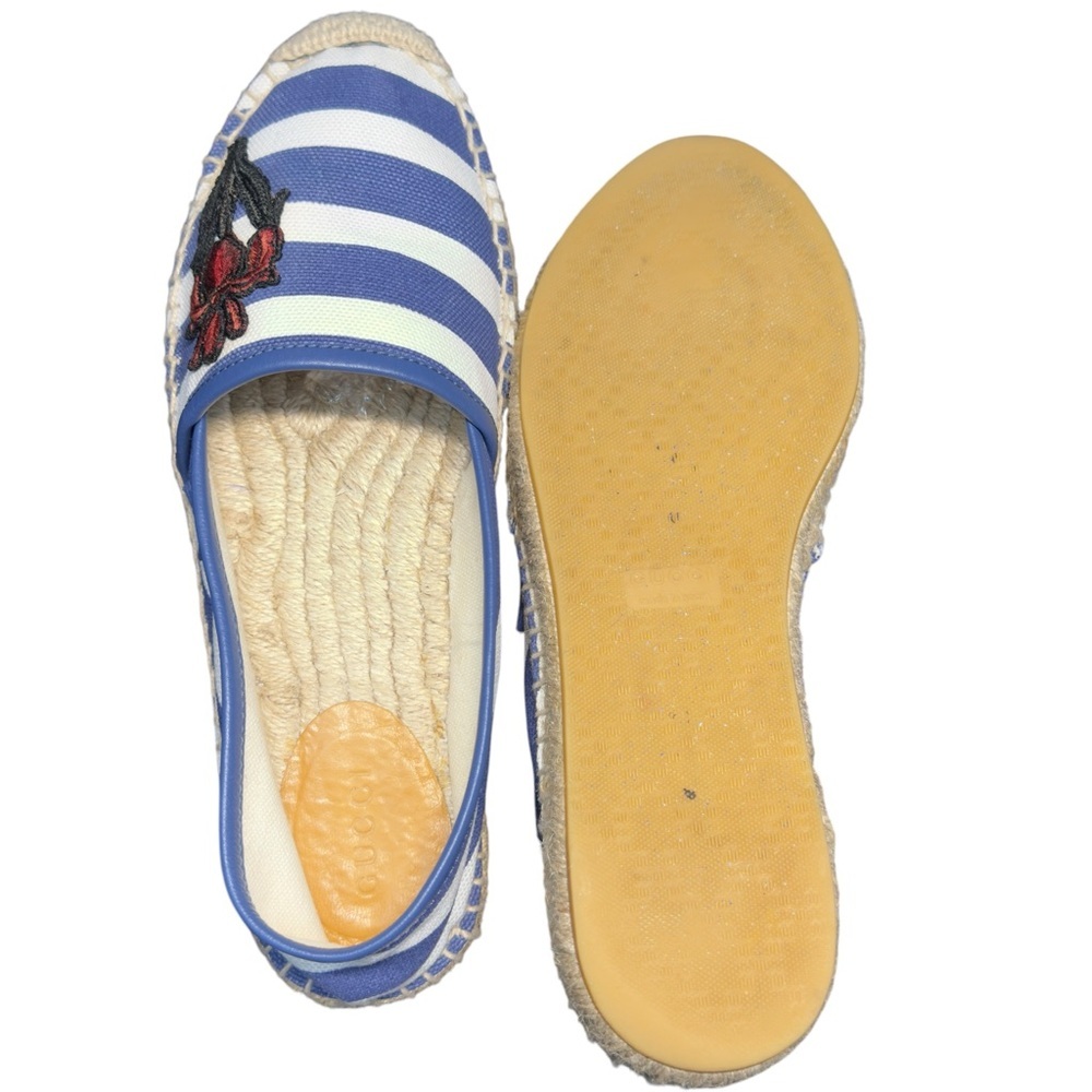 Gucci Striped Canvas Yacht Beach Luxury Resort Espadrilles With Logo Embroidered - Picture 10 of 16